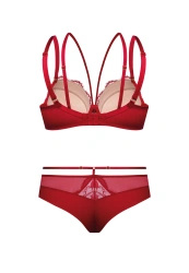 Zestaw Rosalia Biustonosz Push-Up Ze Strapsami + Brazyliany