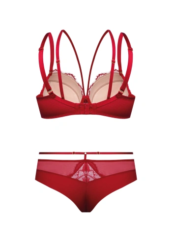 Zestaw Rosalia Biustonosz Push-Up Ze Strapsami + Brazyliany