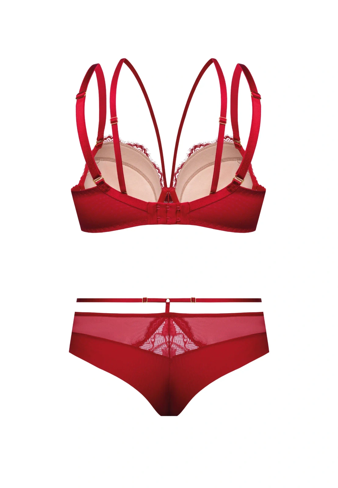 Zestaw Rosalia Biustonosz Push-Up Ze Strapsami + Brazyliany