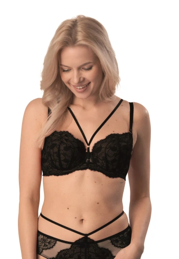 Zestaw Rosalia Biustonosz Push Up Koronkowy + Brazyliany