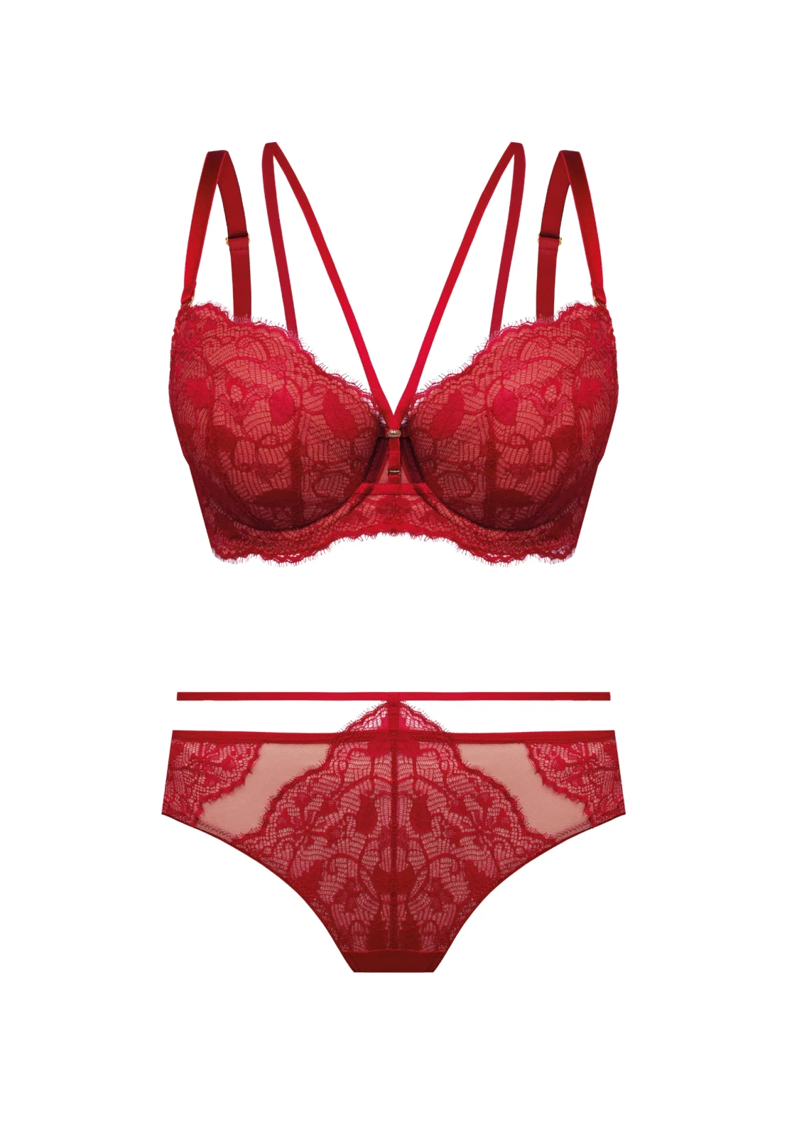 Zestaw Rosalia Biustonosz Push-Up Ze Strapsami + Brazyliany