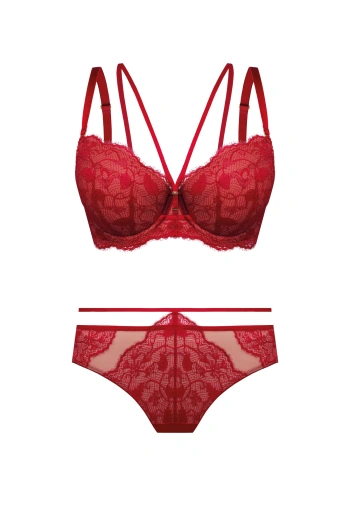 Zestaw Rosalia Biustonosz Push-Up Ze Strapsami + Brazyliany
