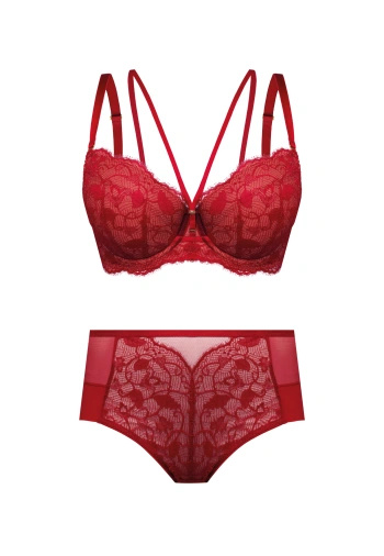 Komplet Rosalia Biustonosz Push-Up Ze Strapsami + Figi Wysokie