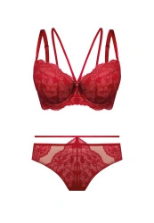 Zestaw Rosalia Biustonosz Push-Up Ze Strapsami + Brazyliany