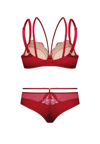 Zestaw Rosalia Biustonosz Push-Up Ze Strapsami + Brazyliany