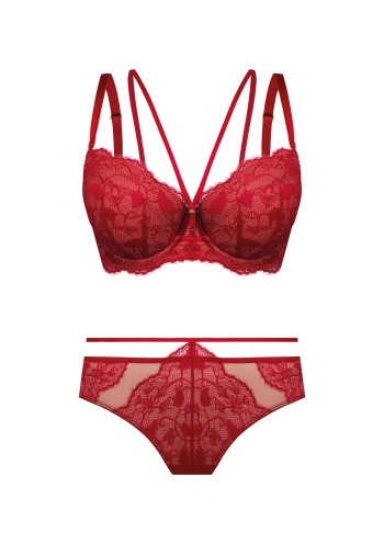 Zestaw Rosalia Biustonosz Push-Up Ze Strapsami + Brazyliany